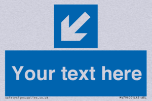 Custom Mandatory directional sign, blue arrow down and left